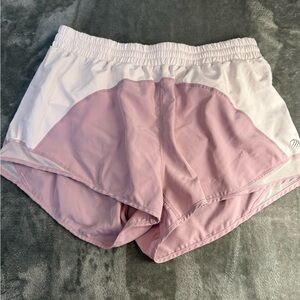 Women's Pink and White Athletic Shorts